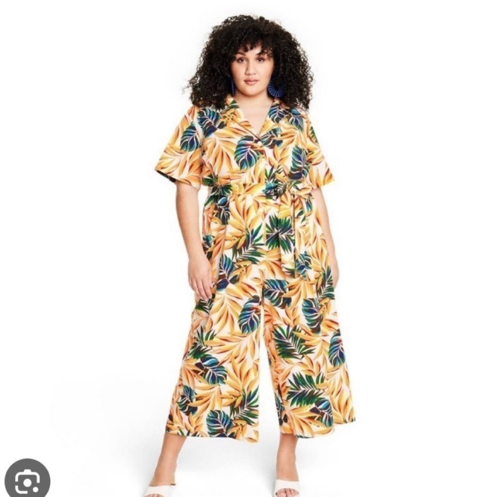 Tabitha Brown X Target Tropical Print Tie Front Jumpsuit 1X NWT